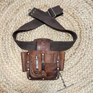 Nicholas Cowhide Leather Utility Tool Pouch With Belt 438 Adjustable USA